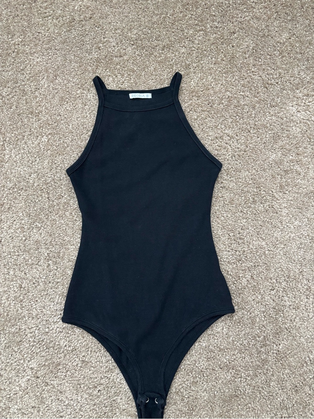 Black Ribbed Halter One-Piece Bodysuit